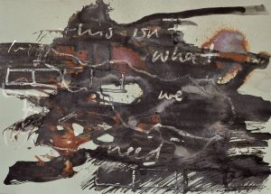 This isn't what we need! 29,7 x 42 cm shellack, China ink and oil pastel on paper 2022