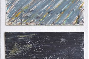 Karten - von hinten nach vorne e viceversa, je 8,2 x 17,4 cm , Wachstifte und Bleistift auf Papier 2014
