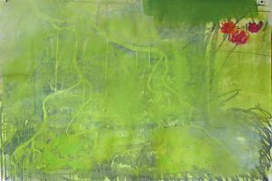 Froschteich, 70 x 100 cm, Mischtechnik auf Papier 2016