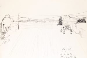 day 12 Martinsdale farmersmarket, 21 x 29,5 cm, Kohle auf Papier