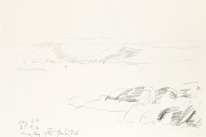 day 27 finally the pacific, 21 x 29,5 cm, Kohle auf Papier