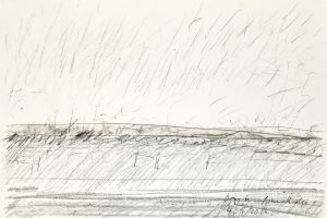 day 6 Pine Ridge (heavy rain), 21 x 29,5 cm, Kohle auf Papier